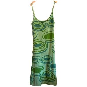 Y2K Aesthetic Groovy Green Abstract Knit
Midi Sun Dress
